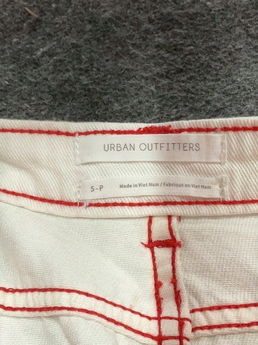 Urban Outfitters White Midi Denim Skirt with Orange Stitching - Picture 5 of 5